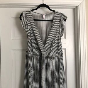 Target isabel XXL maternity denim blue and white striped flutter sleeve dress